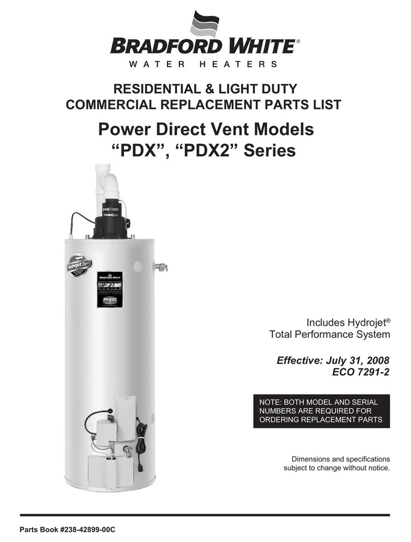 Bradford White PDX250T Series Replacement parts list