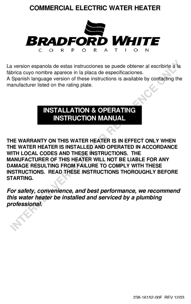 Bradford White 238-16152-00F Installation and operating instruction manual