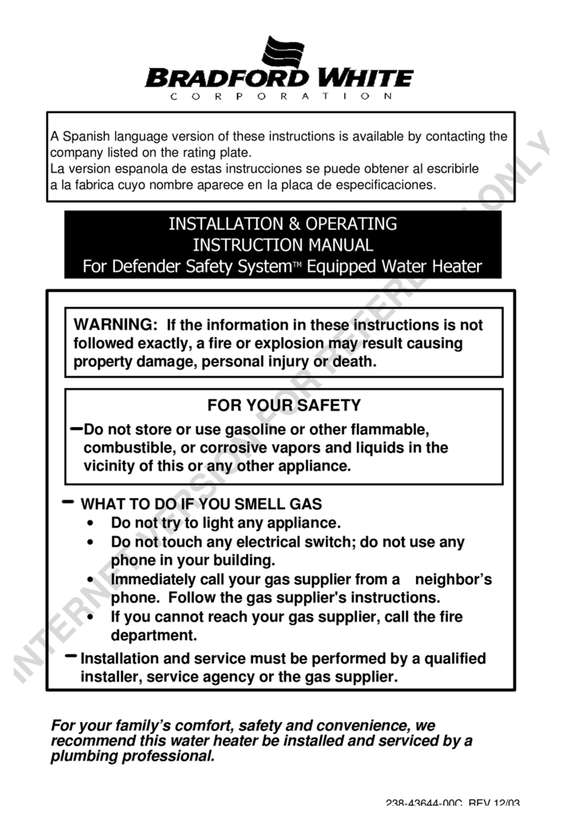 Bradford White Convection Heater Installation and operating instruction manual