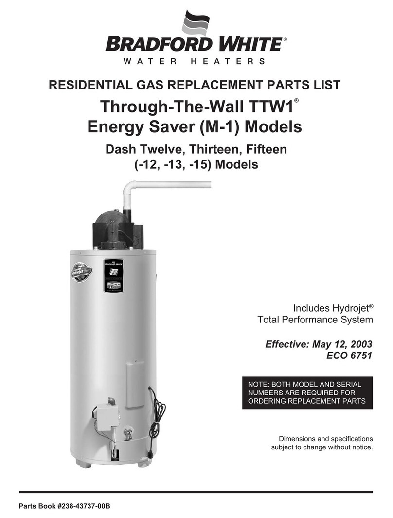 Bradford White MITW40L Series Replacement parts list