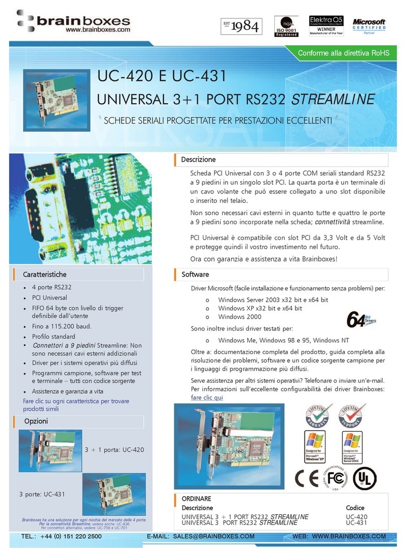 Brainboxes UC-420 Specification sheet