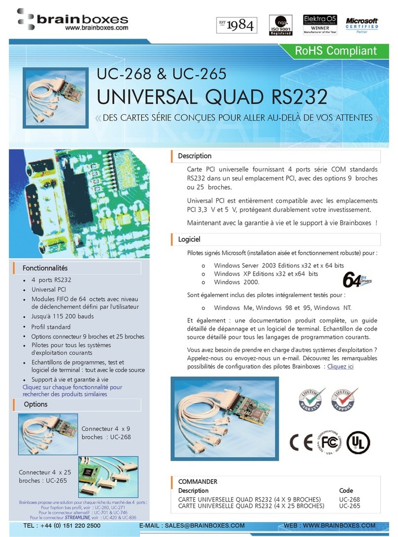 Brainboxes UC-268 Specification sheet