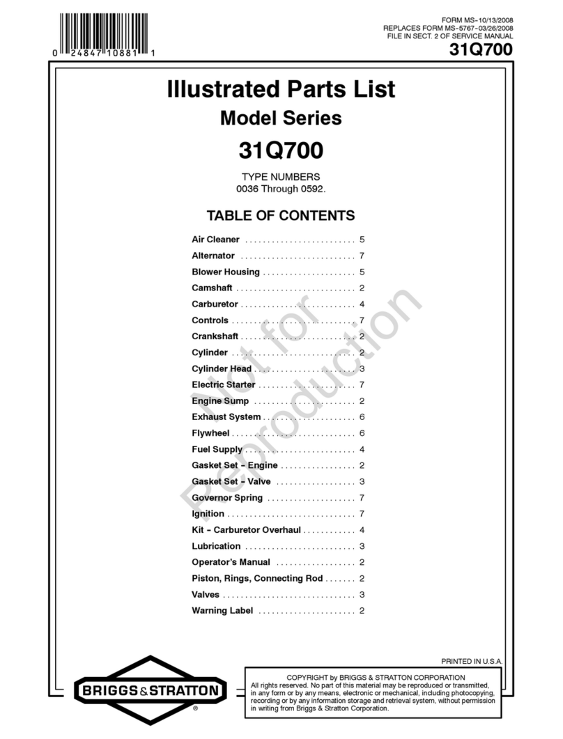 Briggs & Stratton 31Q700 Series Illustrated parts list