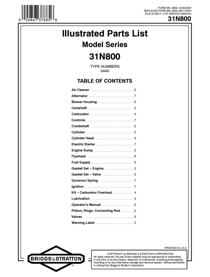 Briggs & Stratton 31N800 Series Illustrated parts list