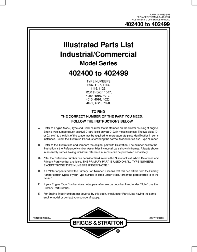 Briggs & Stratton Automobile Parts Setup guide