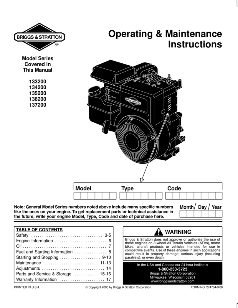 Briggs & Stratton 133200 Series Installation and operation manual