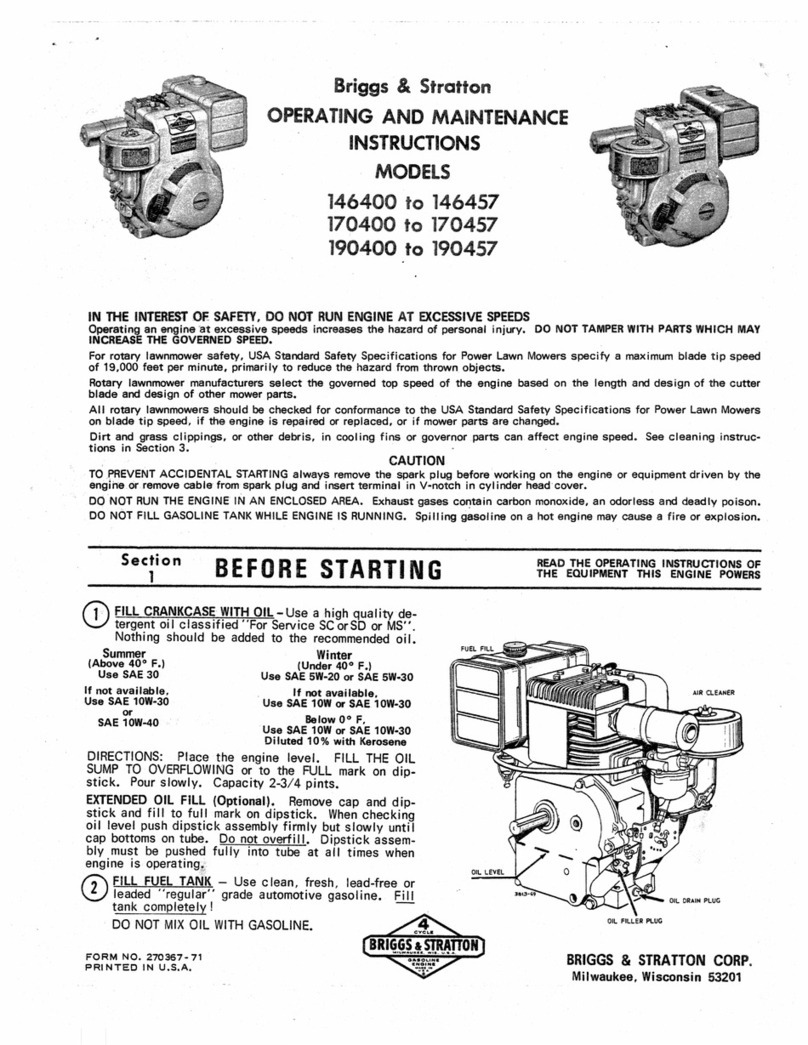 Briggs & Stratton Sno/Gard 170400 Series Operating manual