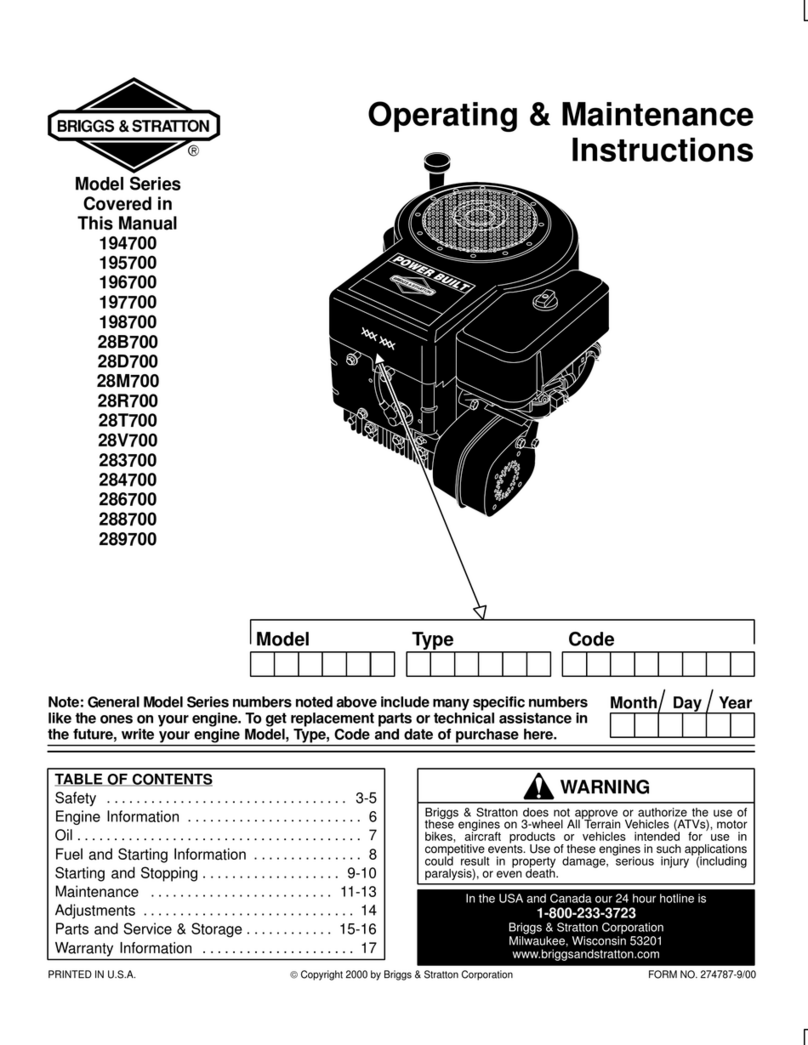 Briggs & Stratton 194700 Series Operating & maintenance instructions