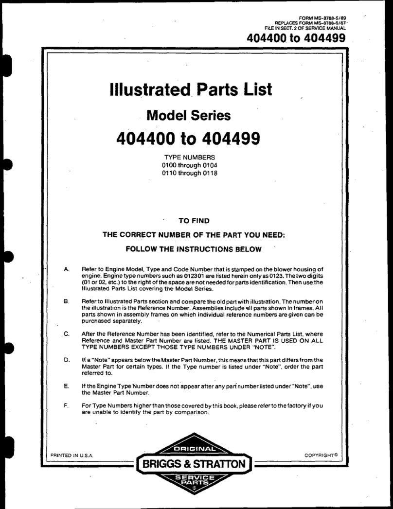 Briggs & Stratton 404400 Series Setup guide