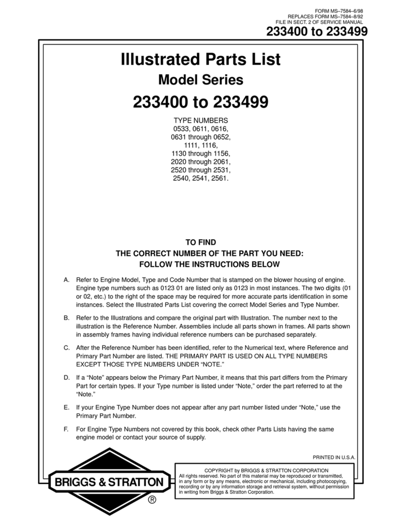 Briggs & Stratton 233400 to 233499 Setup guide Briggs & Stratton 233400 to 233499 Setup guide