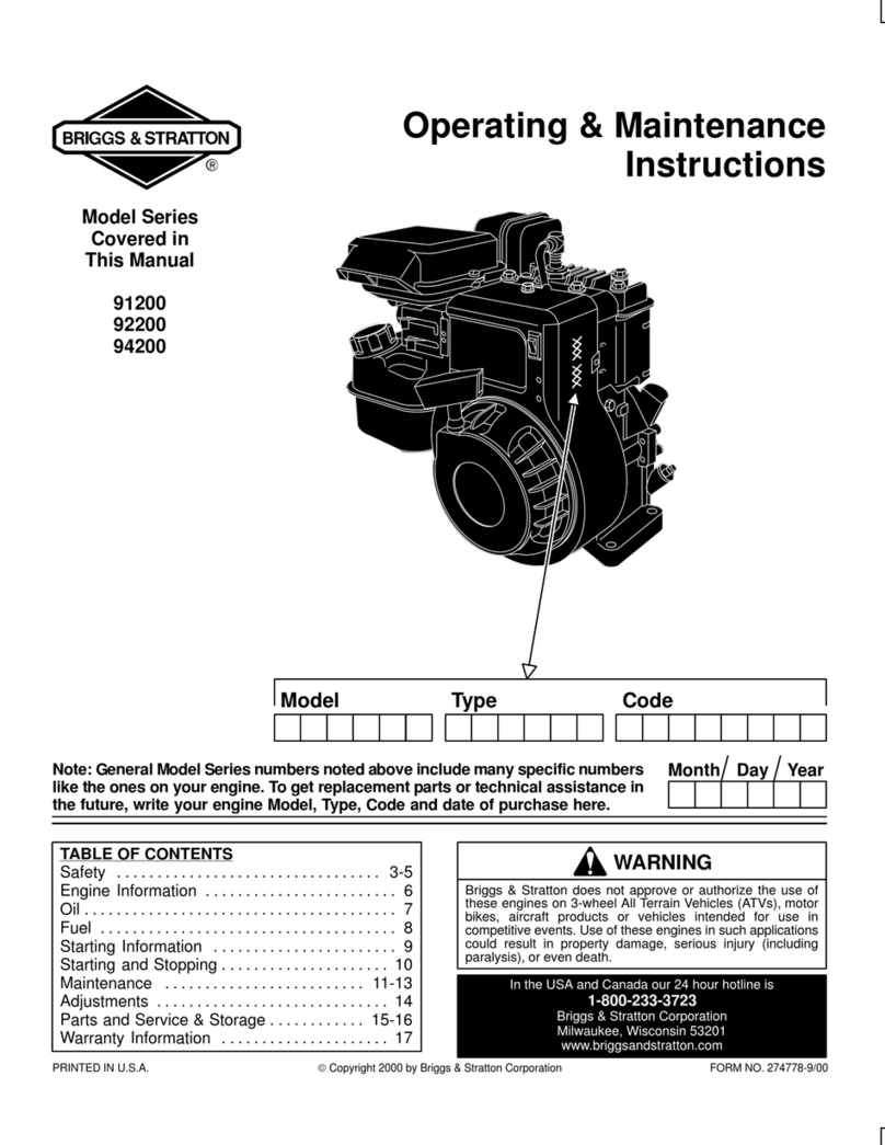 Briggs & Stratton 91200 Series Installation and operation manual