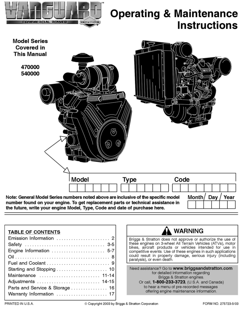 Briggs & Stratton Vanguard 470000 Series Installation and operation manual