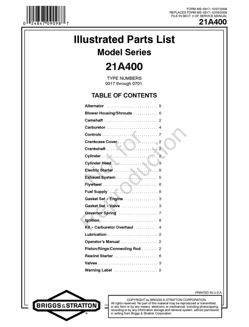 Briggs & Stratton 21A400 Series Illustrated parts list