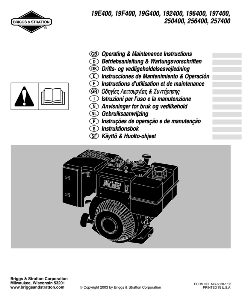Briggs & Stratton 192400 Installation and operation manual Briggs & Stratton 192400 Installation and operation manual