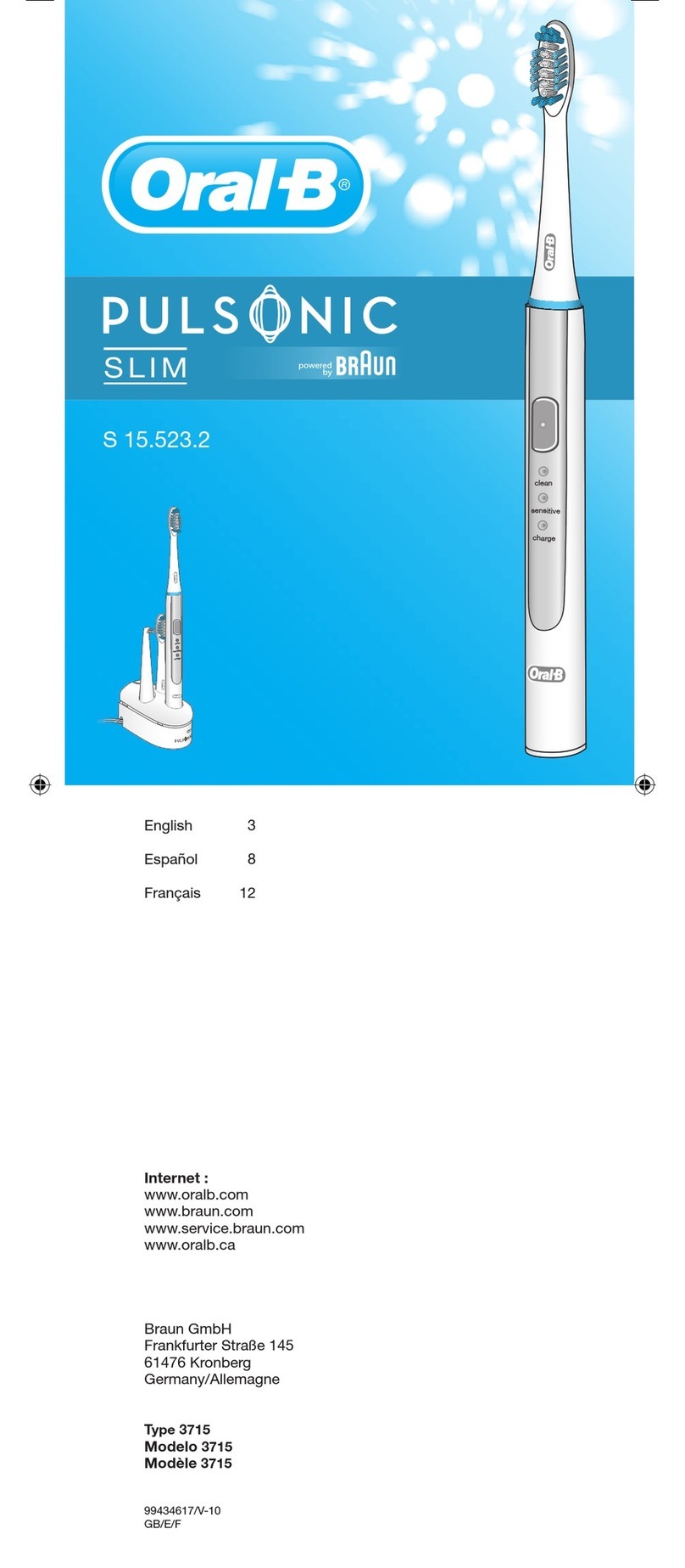 Braun Oral-B Pulsonic Slim S 15.523.2 User manual