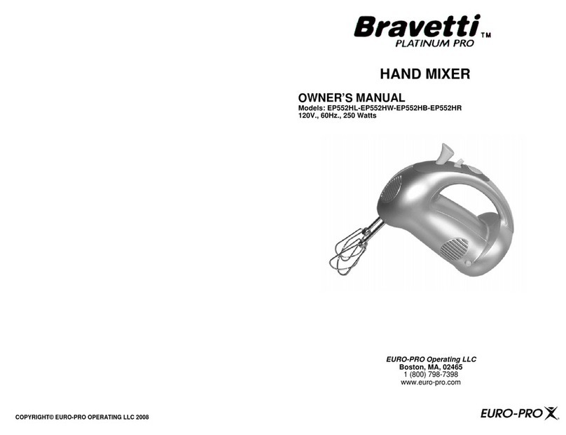 EUROPRO Bravetti Platinum Pro EP552HB owner's manual