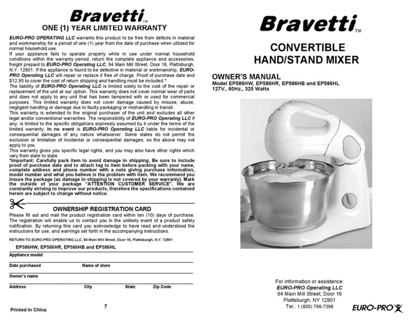 EUROPRO EP586HB User manual