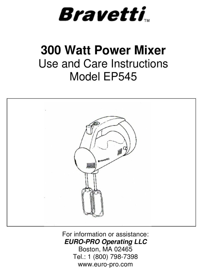 Bravetti 300 WATT POWER MIXER EP545 Use and care instructions Bravetti 300 WATT POWER MIXER EP545 Use and care instructions