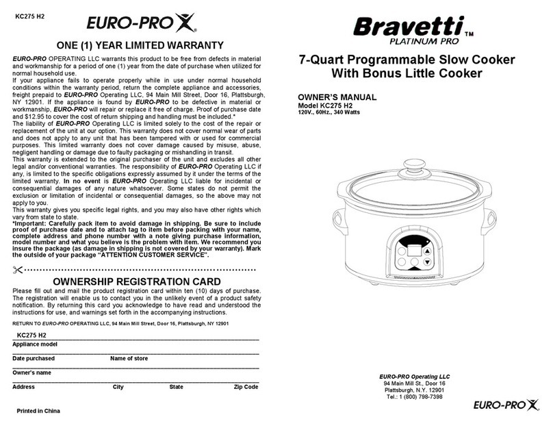 Bravetti EURO-PROX KC275 H2 owner's manual
