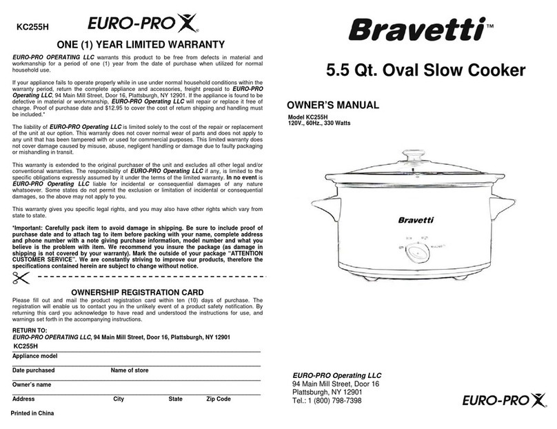 EUROPRO KC255H owner's manual