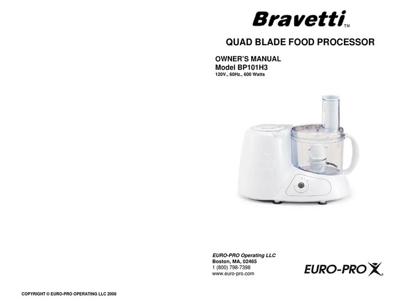 Bravetti QUAD BLADE FOOD PROCESSOR BP101H3 owner's manual
