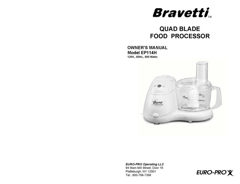 Bravetti QUAD BLADE FOOD PROCESSOR EP114H User manual Bravetti QUAD BLADE FOOD PROCESSOR EP114H User manual