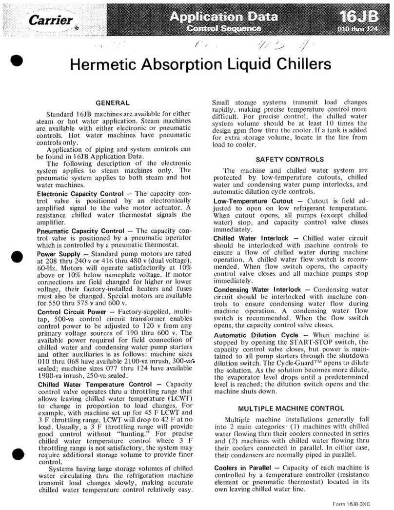 Carrier HERMETIC ABSORPTION LIQUID CHILLER 16JB User guide