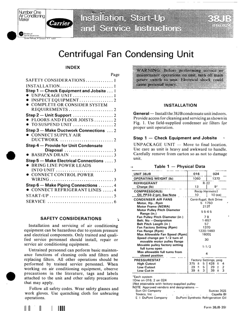 Carrier CARRIER 38JB Quick guide