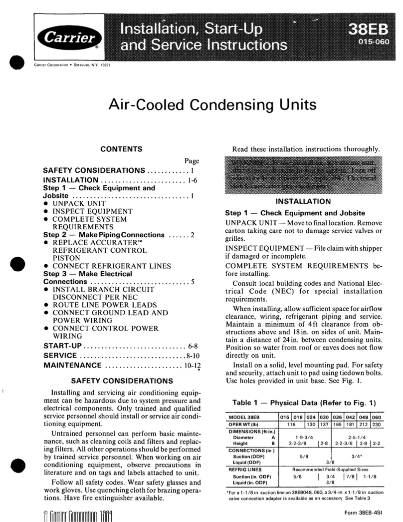Carrier 38EB Dimensions and installation guide
