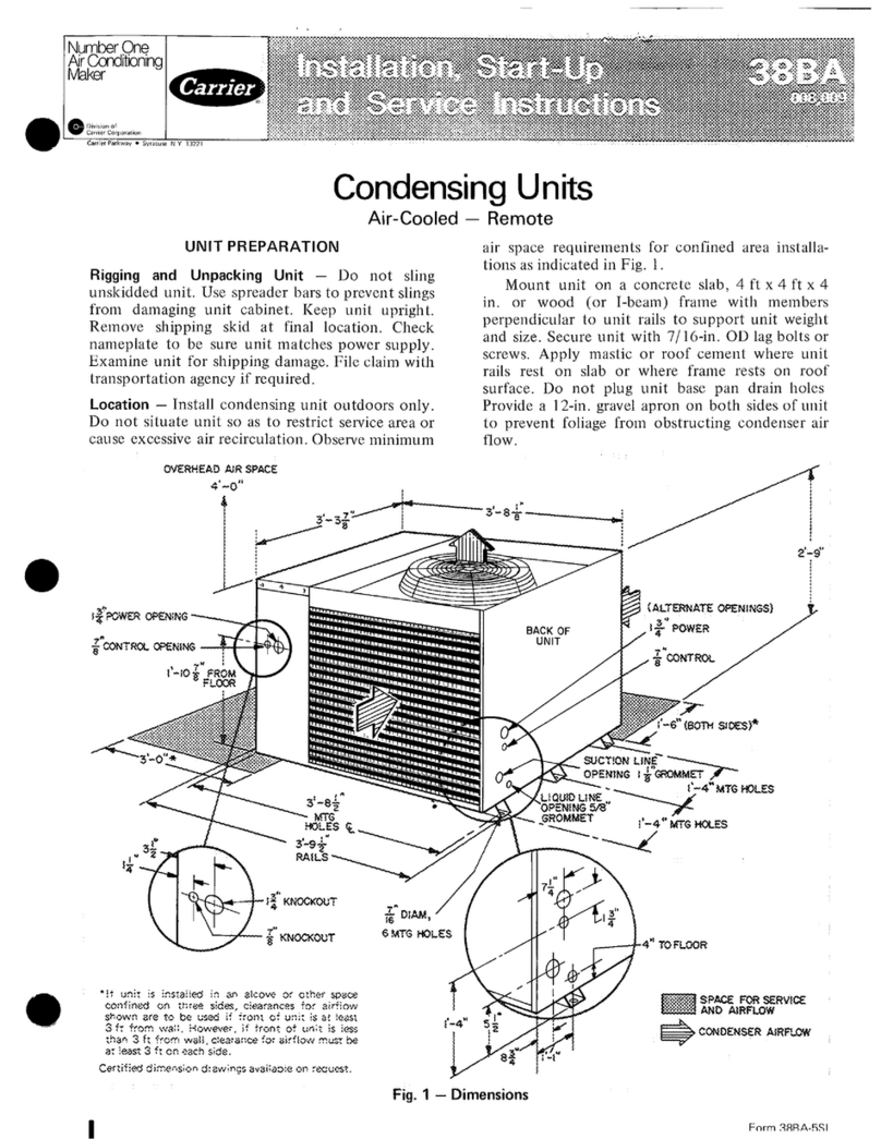 Carrier 38BA Dimensions and installation guide
