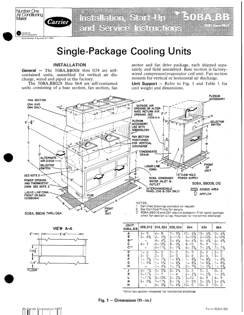 Carrier 50BA Dimensions and installation guide