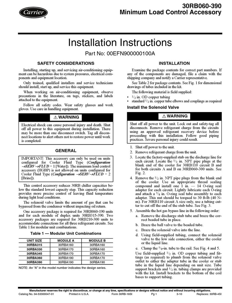 Carrier MINIMUM LOAD CONTROL ACCESSORY 30RB060-390 User manual
