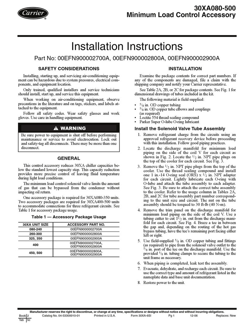Carrier MINIMUM LOAD CONTROL ACCESSORY 30XA080-500 User manual