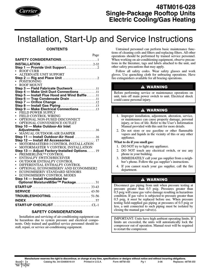 Carrier 48TM016-028 Dimensions and installation guide Carrier 48TM016-028 Dimensions and installation guide