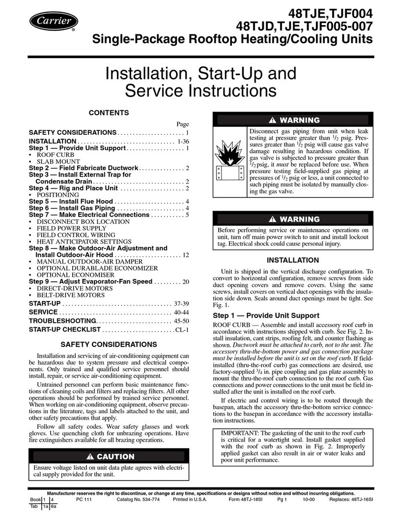 Carrier 48TJD Series Dimensions and installation guide Carrier 48TJD Series Dimensions and installation guide