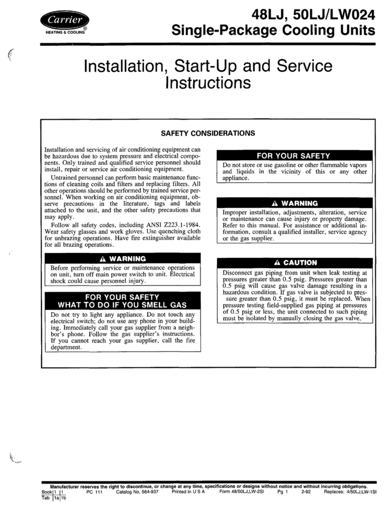 Carrier 48LJ Dimensions and installation guide