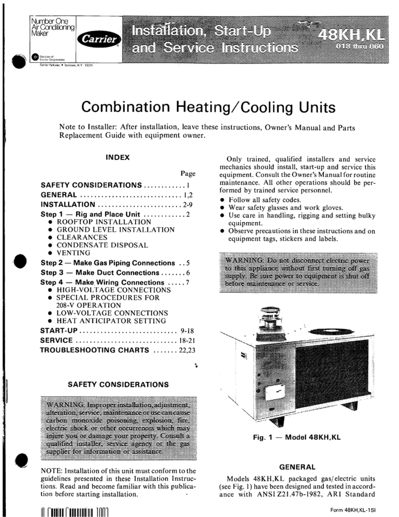 Carrier 48KH Dimensions and installation guide