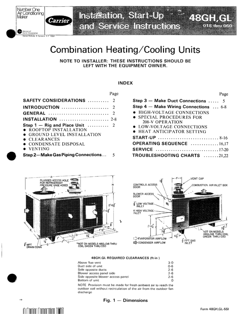 Carrier 48GH Dimensions and installation guide