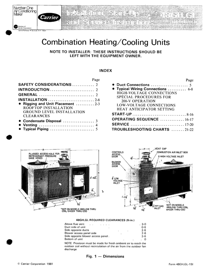 Carrier 48GH Dimensions and installation guide