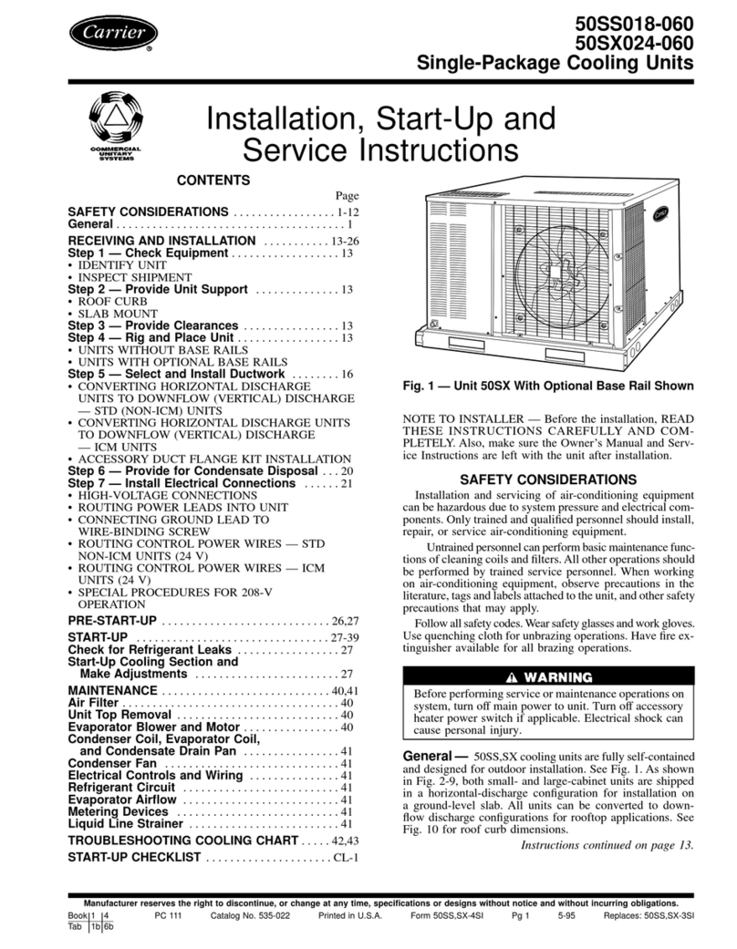 Carrier 50SS018-060 Installation, Start-Up and Service Instructions