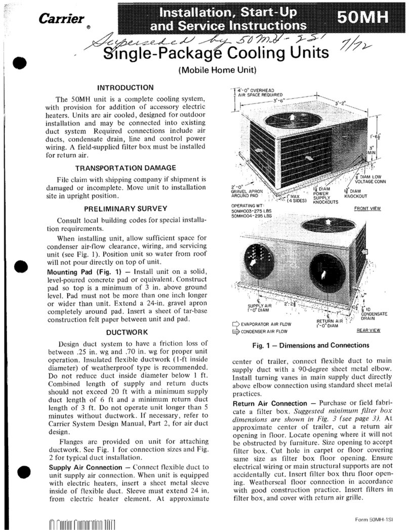 Carrier 50MH Installation, Start-Up and Service Instructions