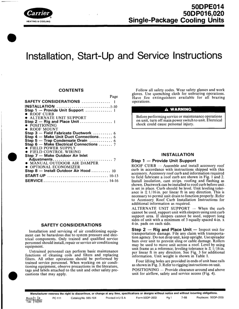 Carrier 50DP020 Dimensions and installation guide
