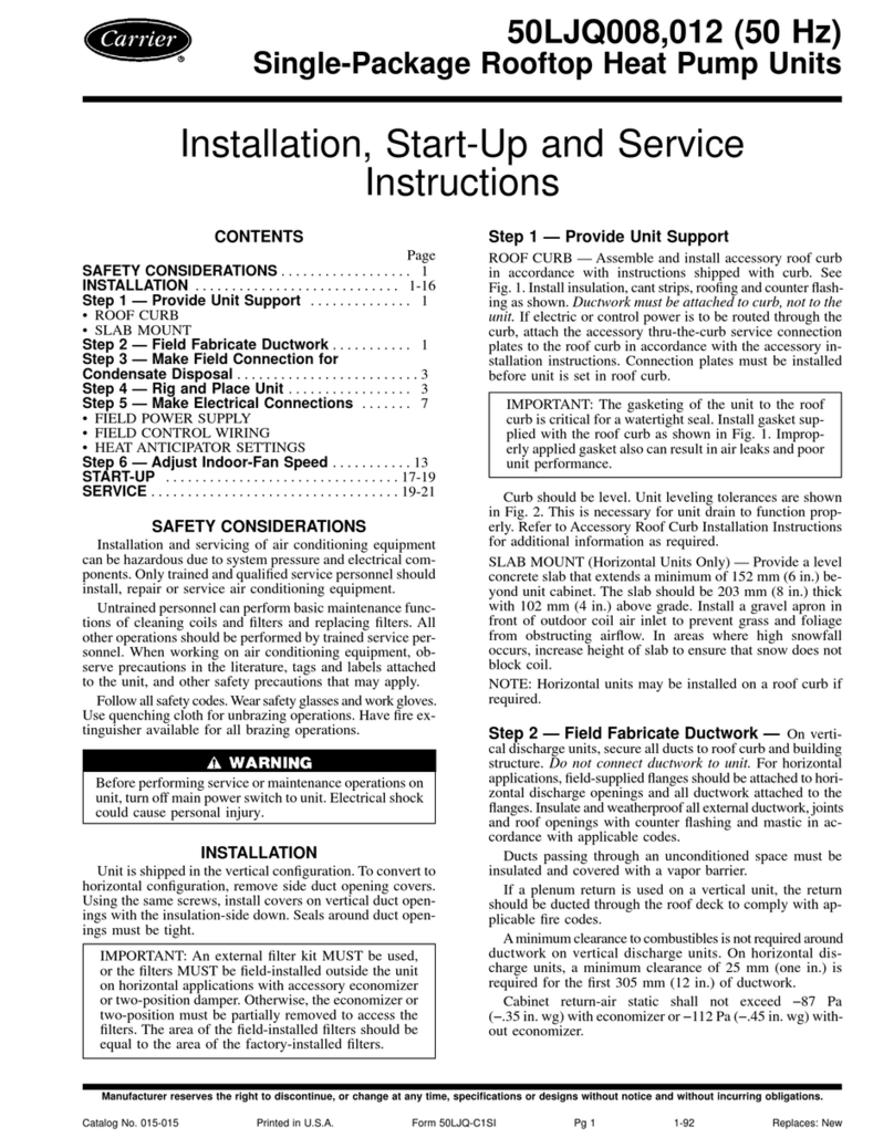 Carrier Performance 12 Installation and service instructions Carrier Performance 12 Installation and service instructions