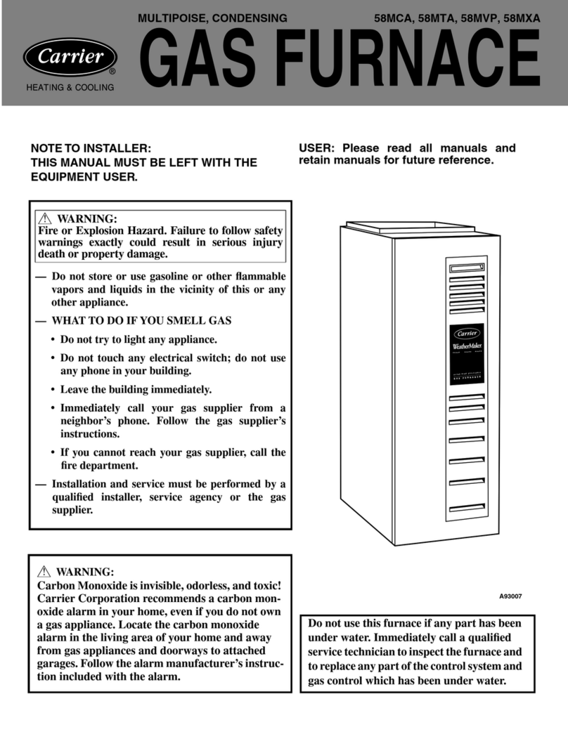 Carrier WEATHERMAKER INFINITY 58MCA User manual
