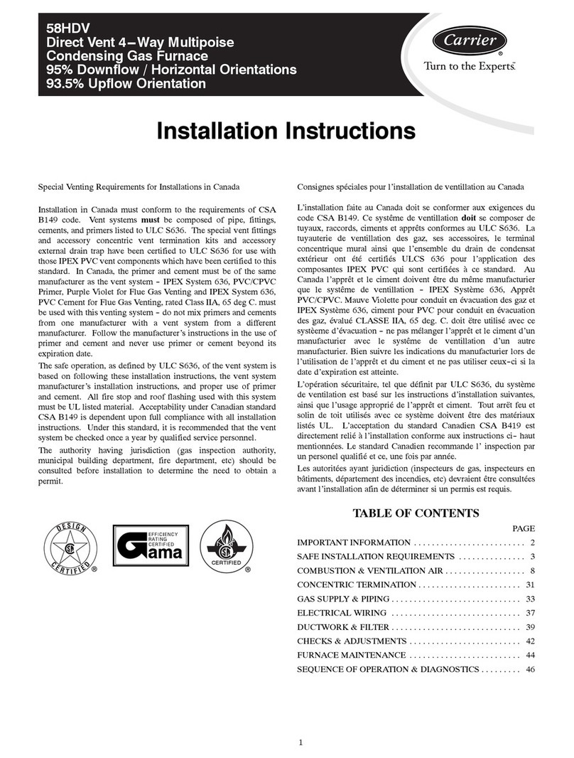 Carrier DIRECT VENT 4 58HDV installation instructions
