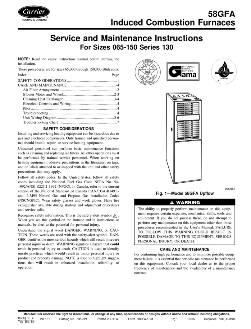 Carrier INDUCED COMBUSTION FURNACES 58GFA Service and maintenance instructions