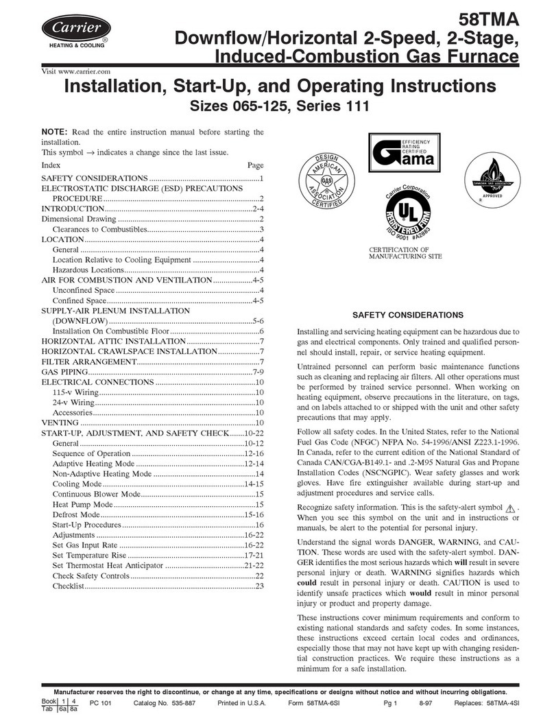Carrier DOWNFLOW HORIZONTAL 2-SPEED Install and operation instructions