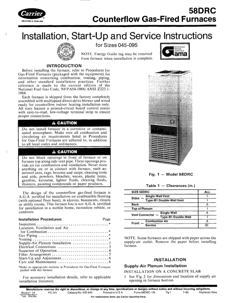 Carrier 58DRC Installation, Start-Up and Service Instructions
