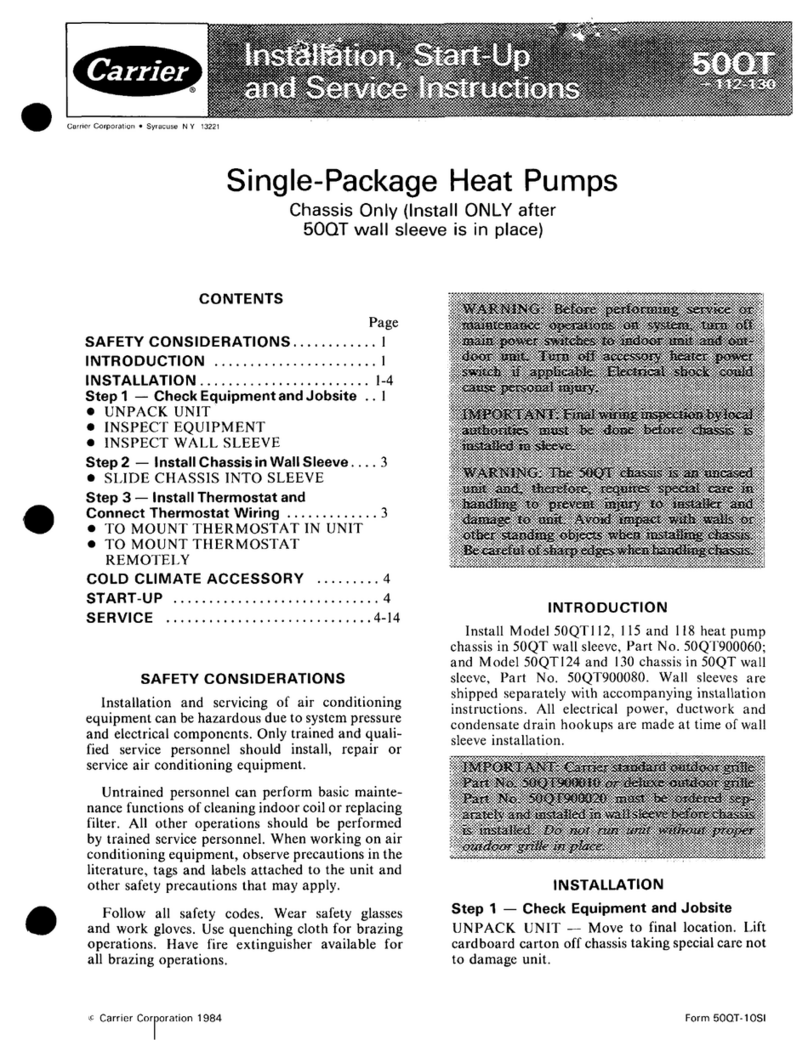 Carrier 50QT Dimensions and installation guide Carrier 50QT Dimensions and installation guide