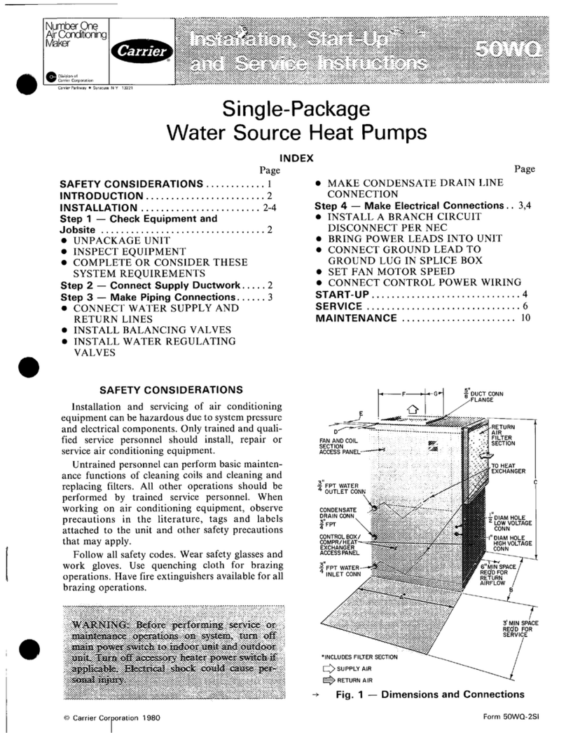 Carrier 50WQ Installation, Start-Up and Service Instructions